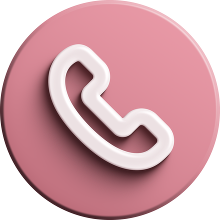 Pink round 3D phone icon